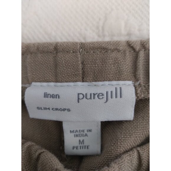 J. Jill, Pure Jill Slim Crops Linen Beige Pants  Women's Petite Medium - Picture 5 of 13